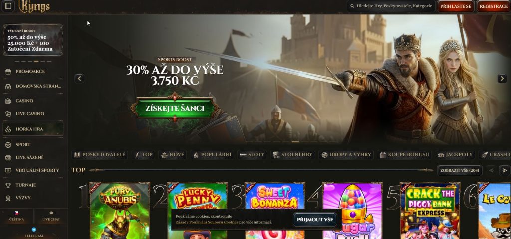 Obrázek online kasina Kyngs s uvítacím bonusem až 500 €, širokou nabídkou automatů a VIP programem